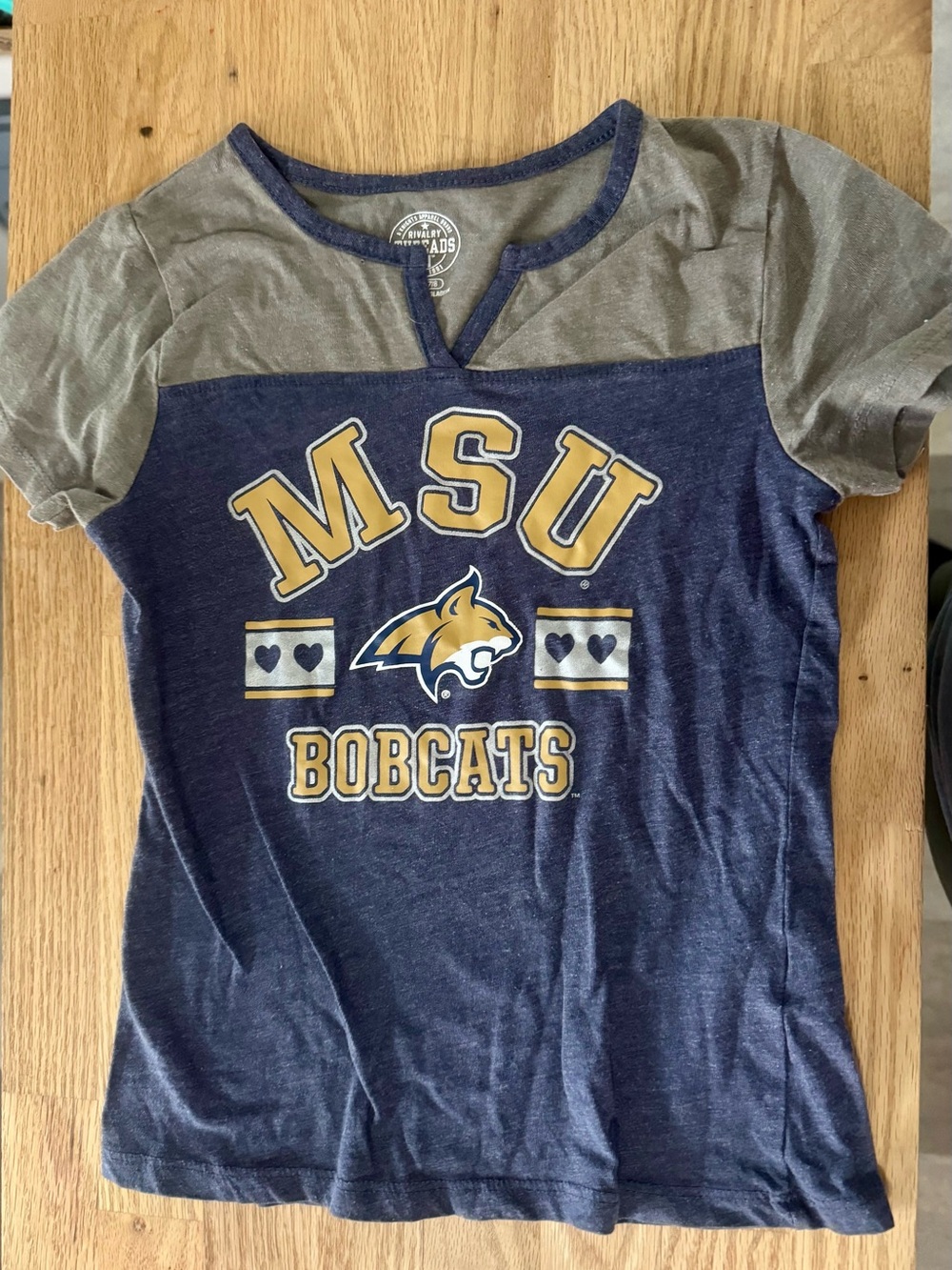 Montana State Bobcats Girls Navy & Gray Short Sleeve Tee